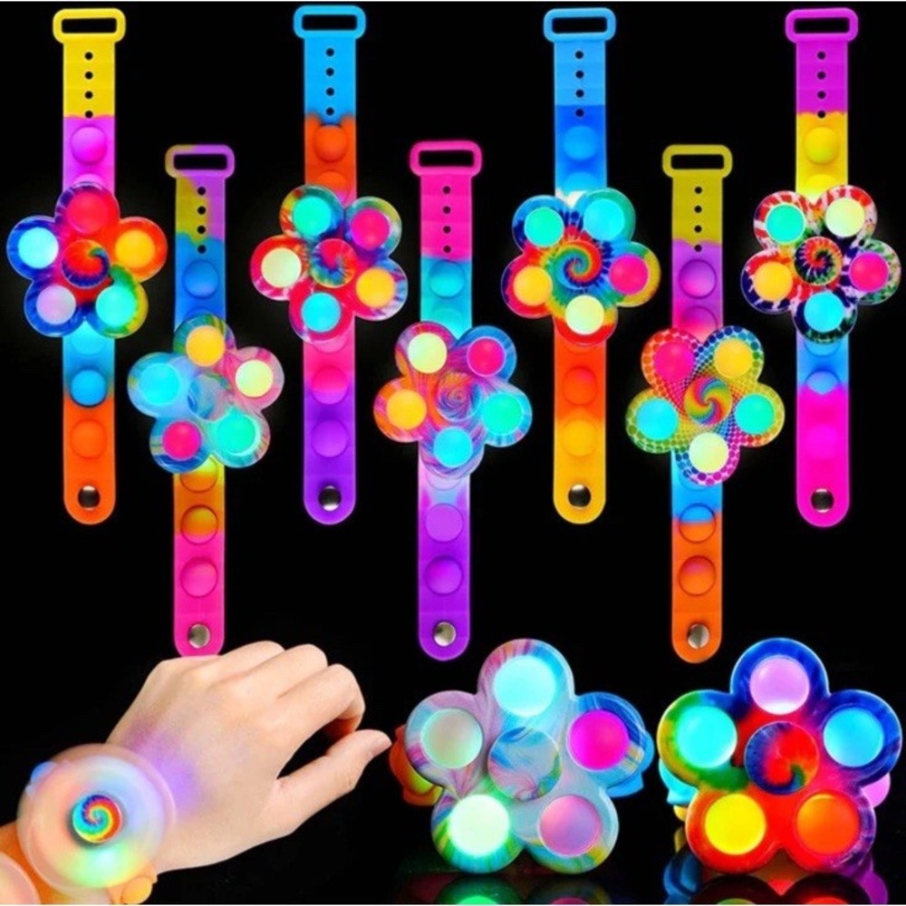 Rainbow Flower Pop It Fidget Toy Spinner Bracelet Sensory Stress Relief Fun 6k‎